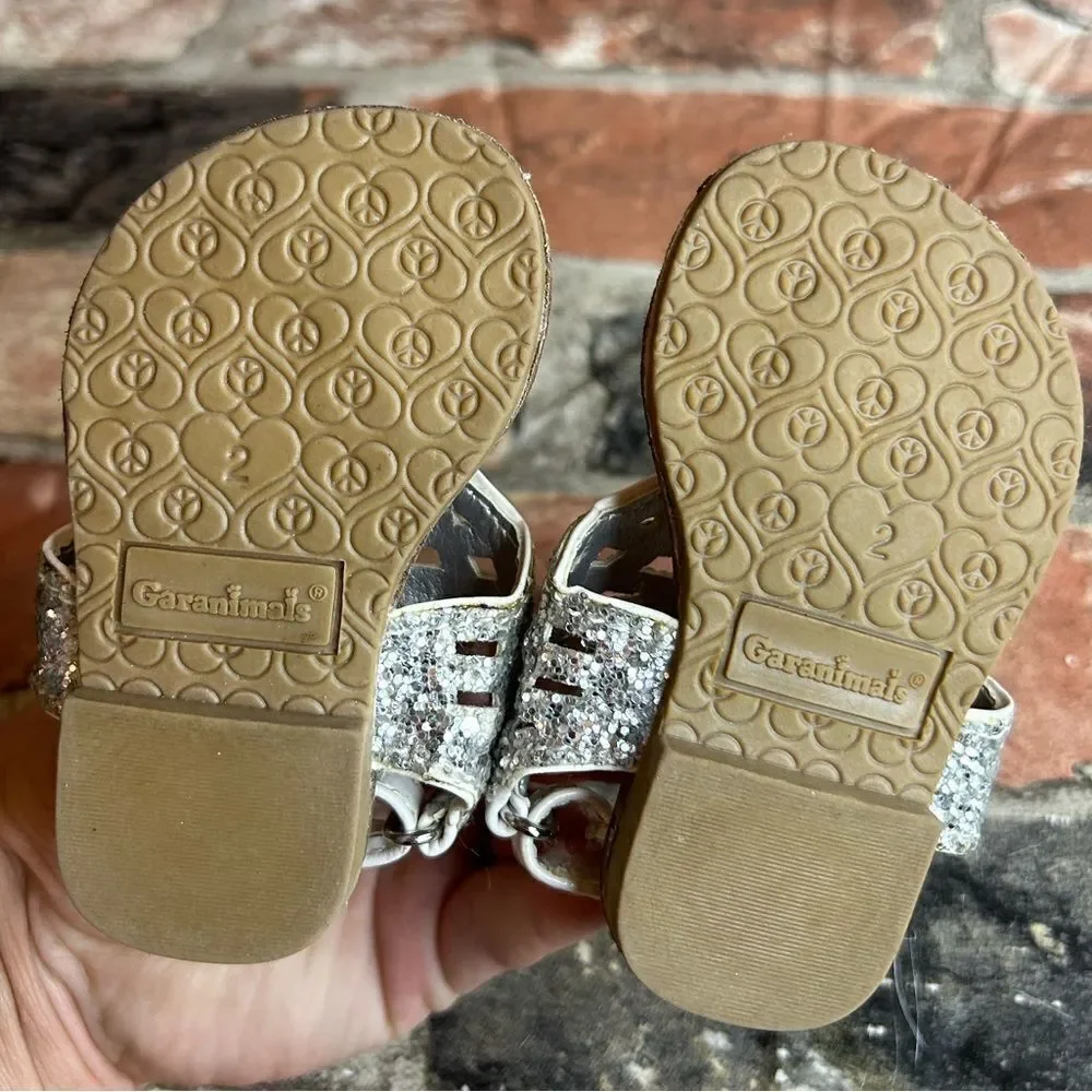 5 for‎ $25🔥Garanimals Silver Glitter Strappy Sandals Baby Size 2